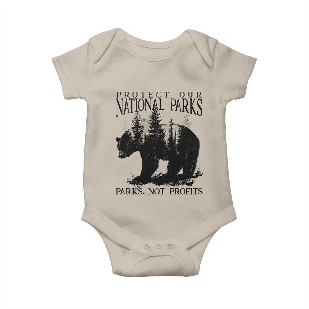 Protect Our National Parks Not Profits Baby Onesie Vintage Forest Bear TS11 Sand Print Your Wear