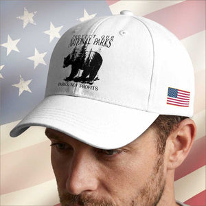 Protect Our National Parks Not Profits Baseball Cap Vintage Forest Bear TS11 Print Your Wear