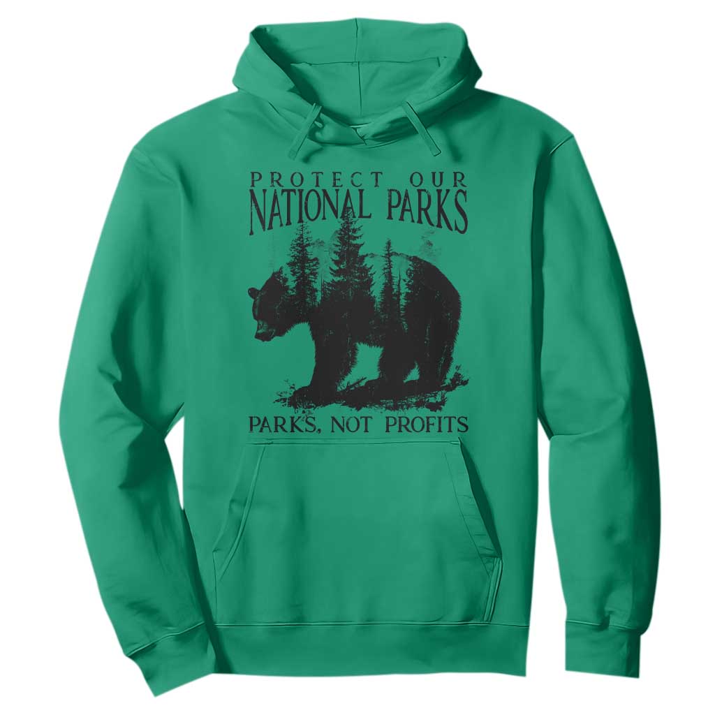 Protect Our National Parks Not Profits Hoodie Vintage Forest Bear TS11 Irish Green Print Your Wear