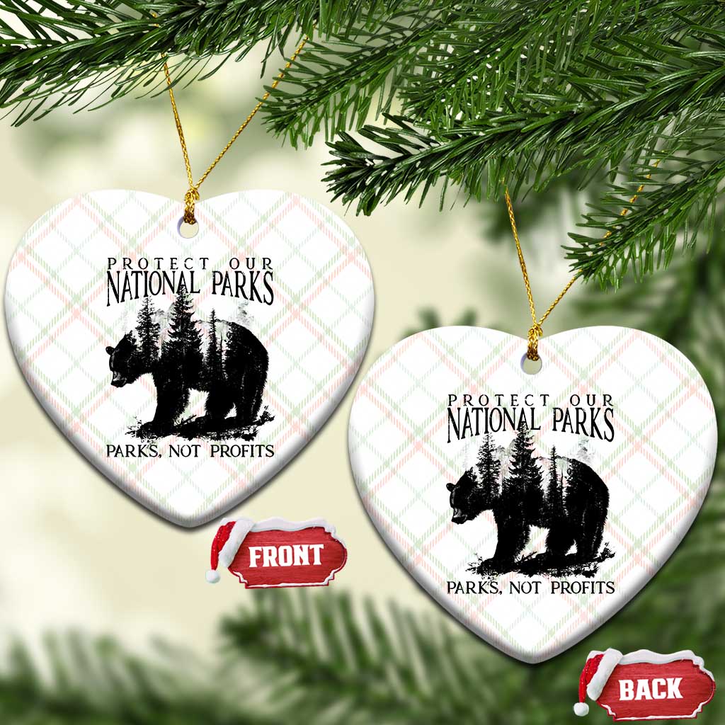 Protect Our National Parks Not Profits Ceramic Ornament Vintage Forest Bear TS11 Print Your Wear