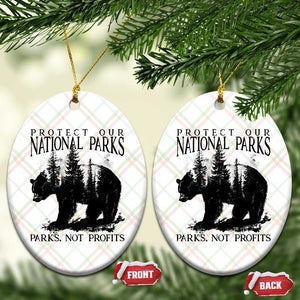 Protect Our National Parks Not Profits Ceramic Ornament Vintage Forest Bear TS11 Print Your Wear