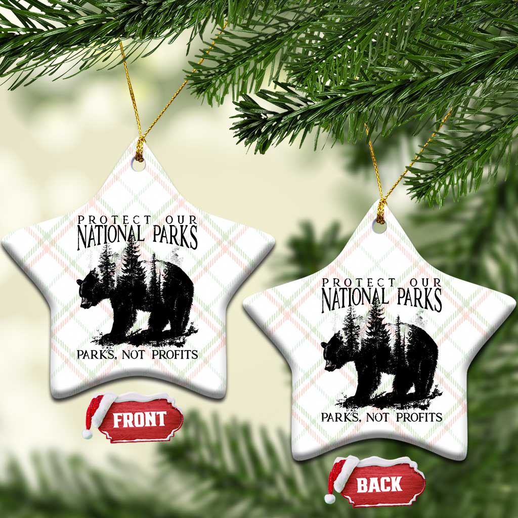 Protect Our National Parks Not Profits Ceramic Ornament Vintage Forest Bear TS11 Print Your Wear
