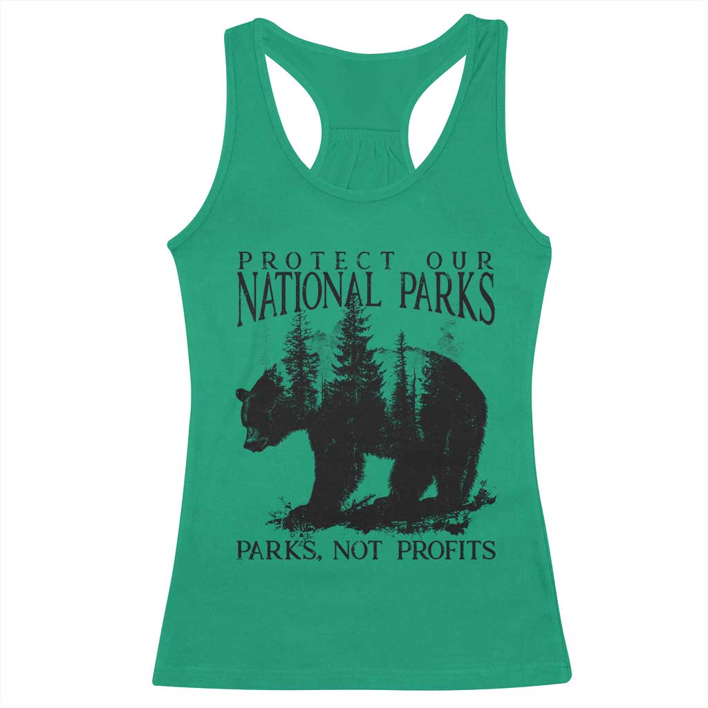 Protect Our National Parks Not Profits Racerback Tank Top Vintage Forest Bear TS11 Irish Green Print Your Wear
