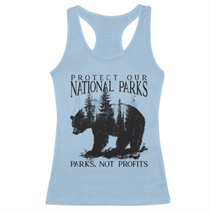 Protect Our National Parks Not Profits Racerback Tank Top Vintage Forest Bear TS11 Light Blue Print Your Wear