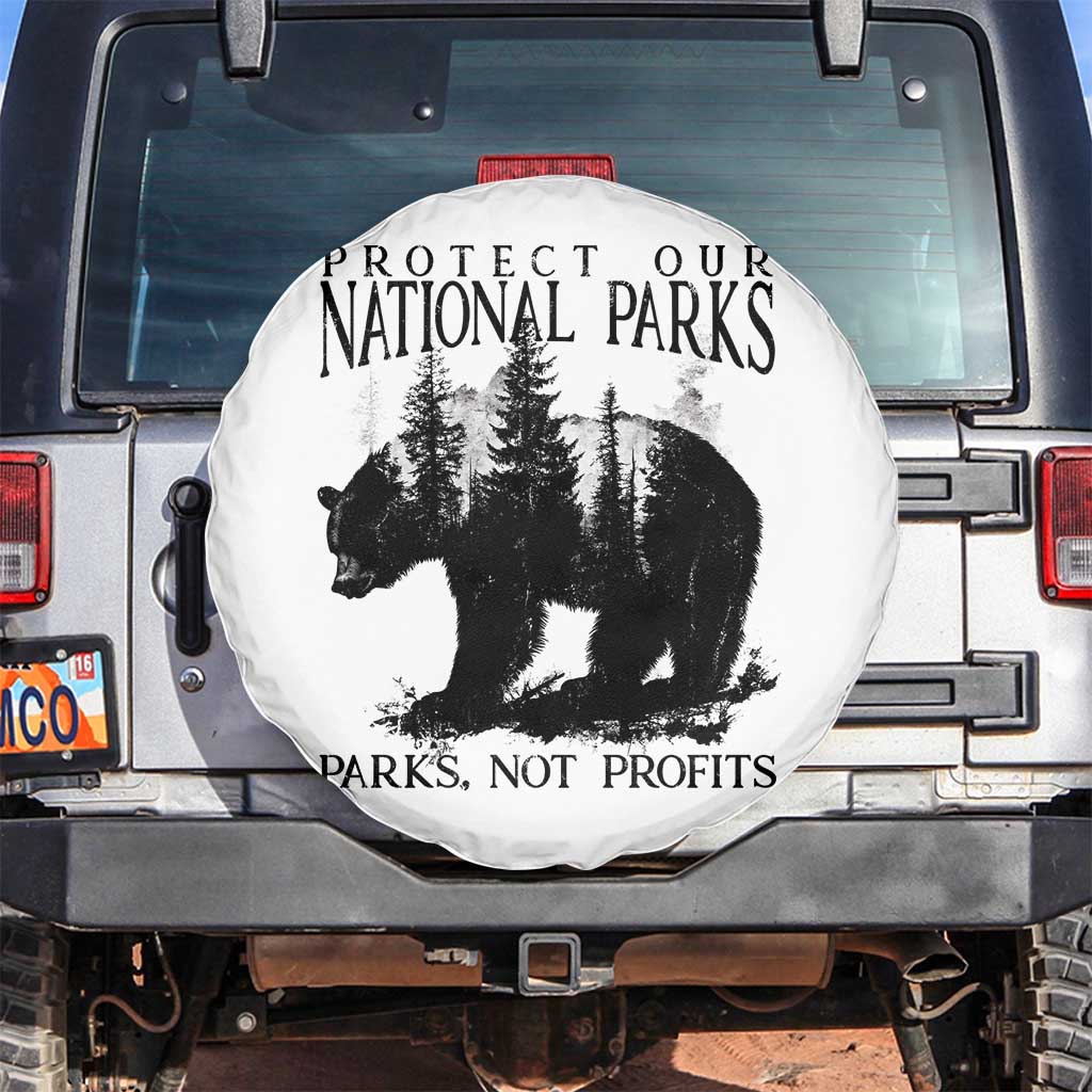 Protect Our National Parks Not Profits Spare Tire Cover Vintage Forest Bear TS11 No hole White Print Your Wear