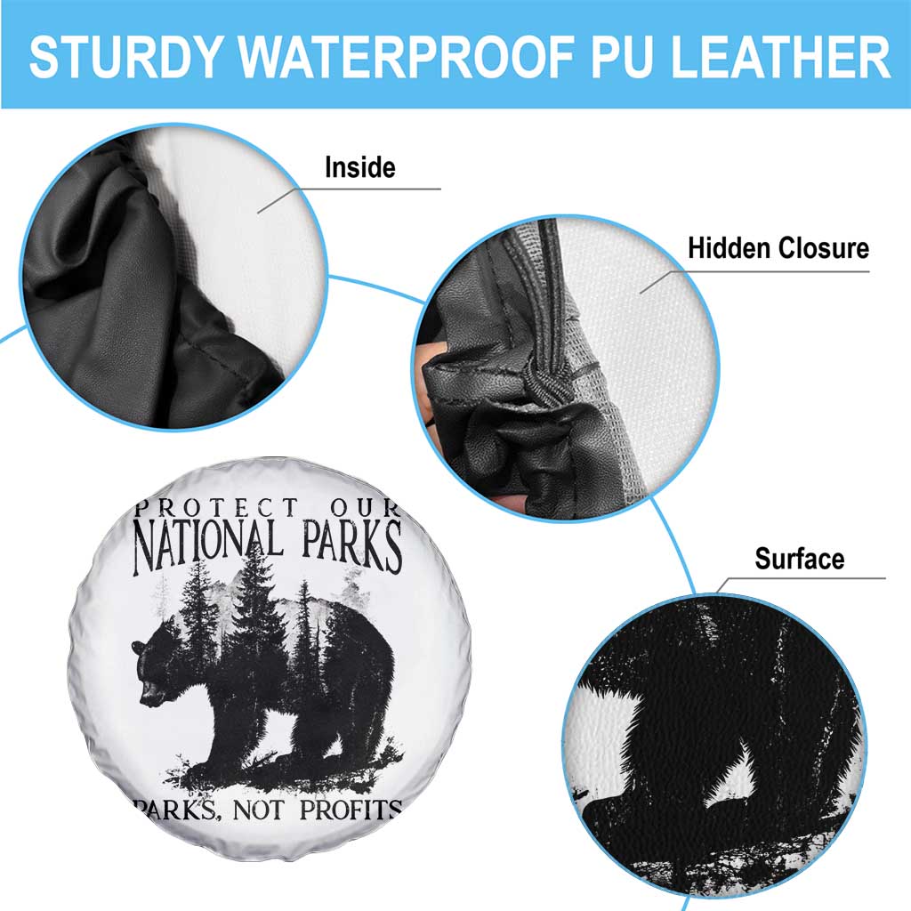 Protect Our National Parks Not Profits Spare Tire Cover Vintage Forest Bear TS11 Print Your Wear