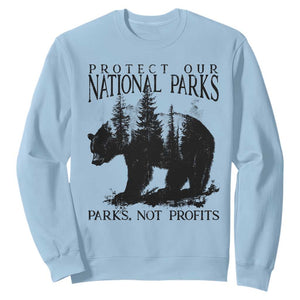 Protect Our National Parks Not Profits Sweatshirt Vintage Forest Bear TS11 Light Blue Print Your Wear