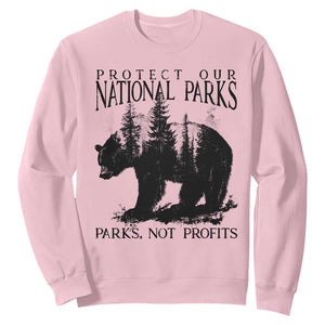 Protect Our National Parks Not Profits Sweatshirt Vintage Forest Bear TS11 Light Pink Print Your Wear