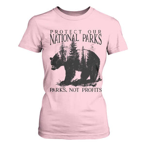 Protect Our National Parks Not Profits T Shirt For Women Vintage Forest Bear TS11 Light Pink Print Your Wear