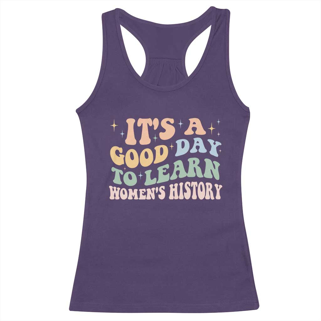 Funny It's A Good Day To Learn Women's History Racerback Tank Top Sparkle Star TS11 Purple Print Your Wear
