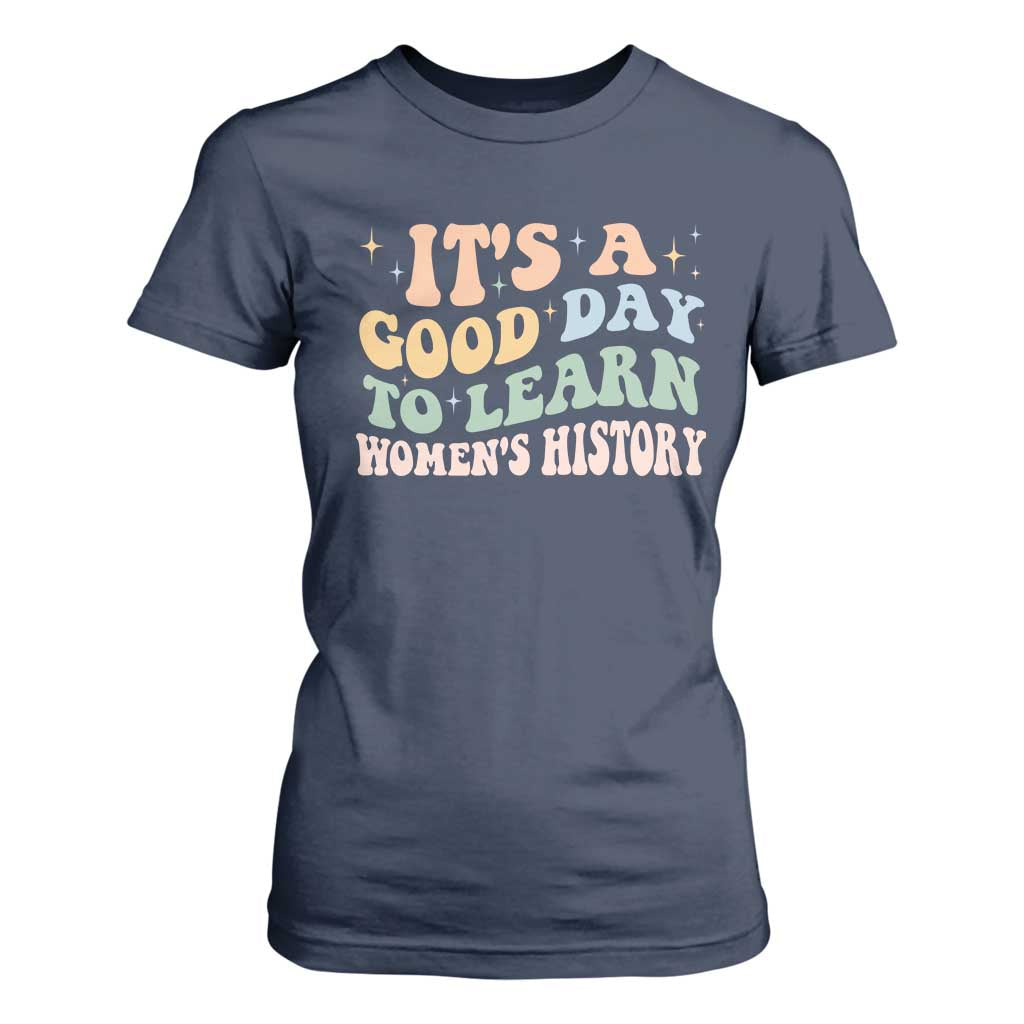 Funny It's A Good Day To Learn Women's History T Shirt For Women Sparkle Star TS11 Navy Print Your Wear