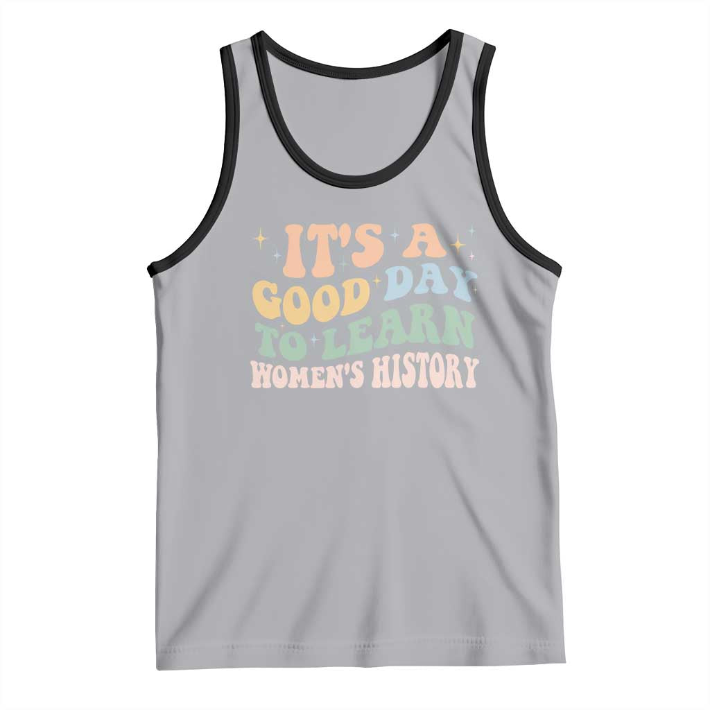 Funny It's A Good Day To Learn Women's History Tank Top Sparkle Star TS11 Athletic Heather Black Print Your Wear