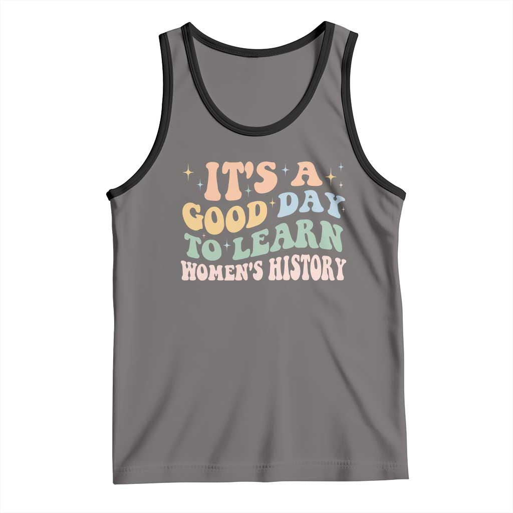 Funny It's A Good Day To Learn Women's History Tank Top Sparkle Star TS11 Deep Heather Black Print Your Wear