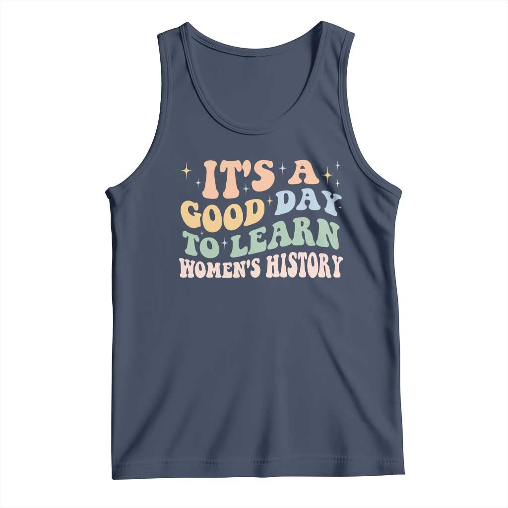 Funny It's A Good Day To Learn Women's History Tank Top Sparkle Star TS11 Navy Print Your Wear