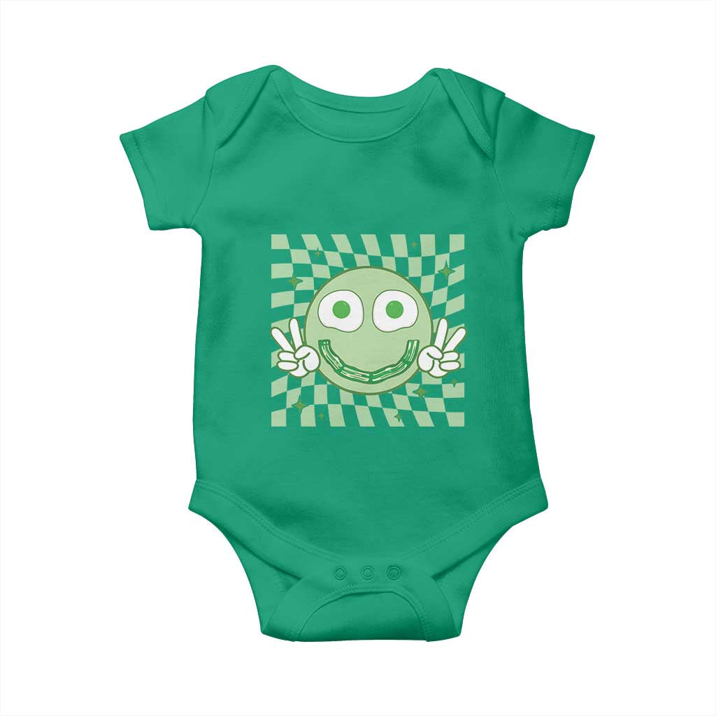 Funny Green Smile Face Eggs Bacon Breakfast St Patrick's Day Baby Onesie TS11 Irish Green Print Your Wear