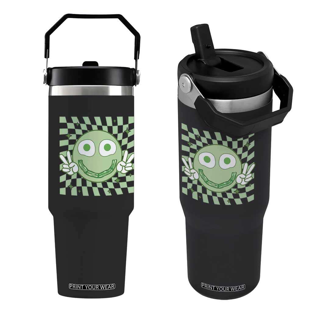 Funny Green Smile Face Eggs Bacon Breakfast St Patrick's Day Flip Straw Tumbler TS11 One Size: 30 oz Black Print Your Wear