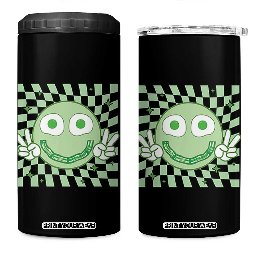 Funny Green Smile Face Eggs Bacon Breakfast St Patrick's Day 4 in 1 Can Cooler Tumbler TS11 One Size: 16 oz Black Print Your Wear