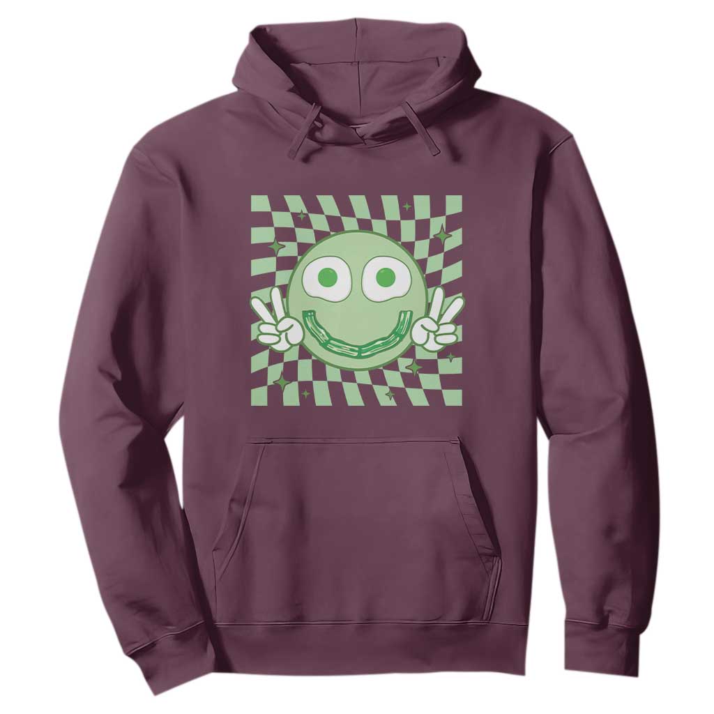 Funny Green Smile Face Eggs Bacon Breakfast St Patrick's Day Hoodie TS11 Maroon Print Your Wear