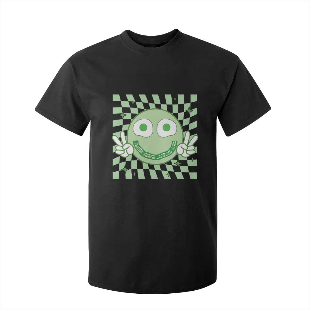 Funny Green Smile Face Eggs Bacon Breakfast St Patrick's Day T Shirt For Kid TS11 Black Print Your Wear