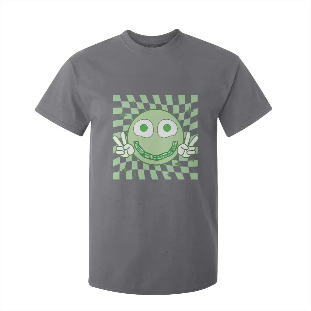 Funny Green Smile Face Eggs Bacon Breakfast St Patrick's Day T Shirt For Kid TS11 Charcoal Print Your Wear