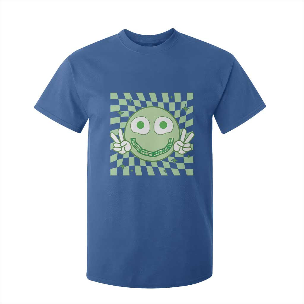 Funny Green Smile Face Eggs Bacon Breakfast St Patrick's Day T Shirt For Kid TS11 Royal Blue Print Your Wear