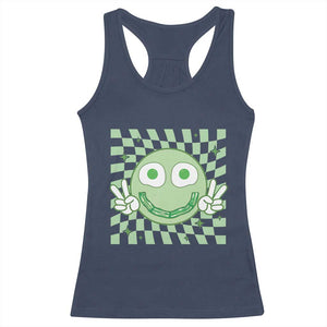Funny Green Smile Face Eggs Bacon Breakfast St Patrick's Day Racerback Tank Top TS11 Navy Print Your Wear