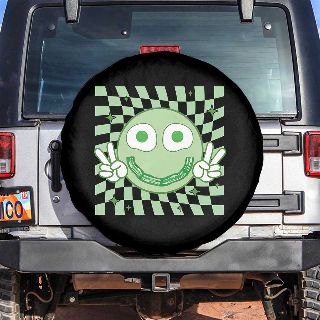 Funny Green Smile Face Eggs Bacon Breakfast St Patrick's Day Spare Tire Cover TS11 No hole Black Print Your Wear
