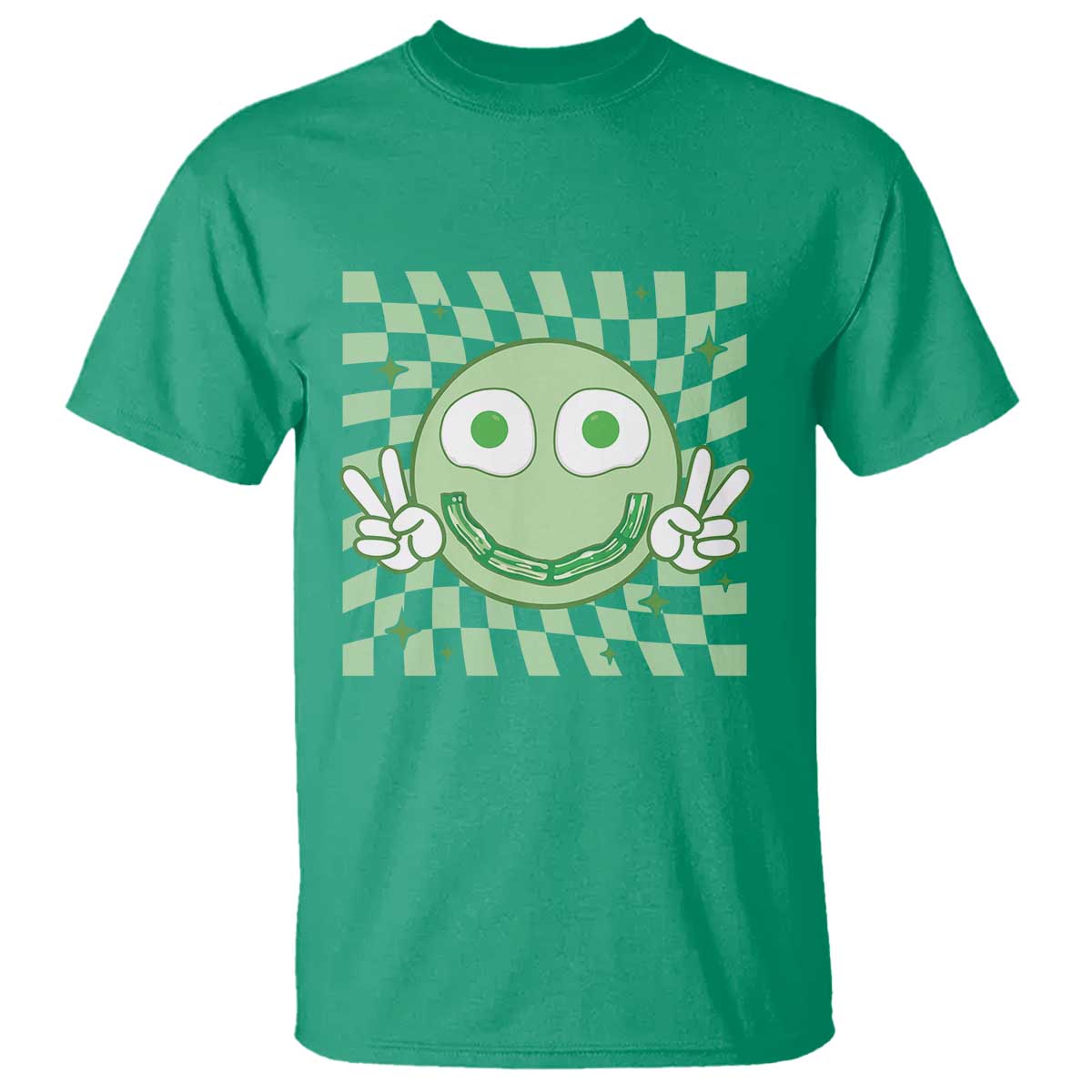Funny Green Smile Face Eggs Bacon Breakfast St Patrick's Day T Shirt TS11 Irish Green Print Your Wear