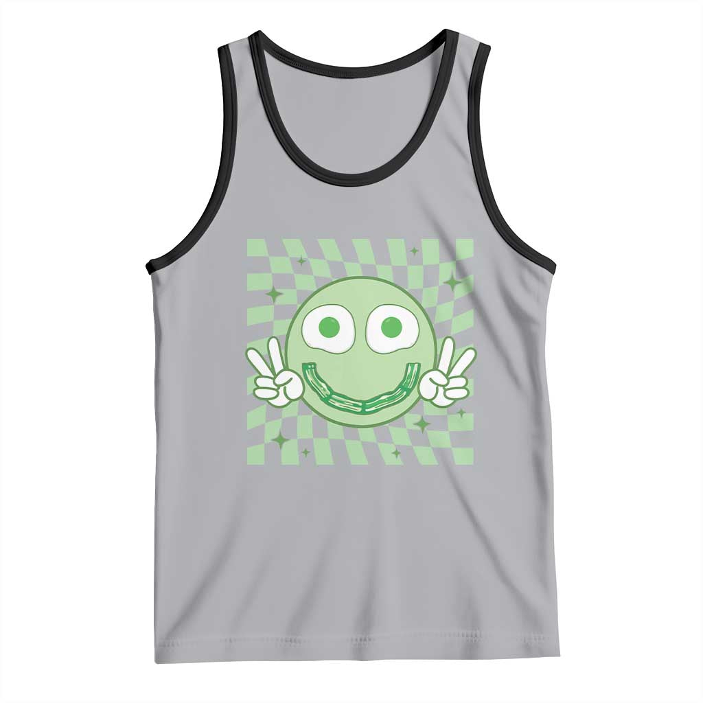 Funny Green Smile Face Eggs Bacon Breakfast St Patrick's Day Tank Top TS11 Athletic Heather Black Print Your Wear