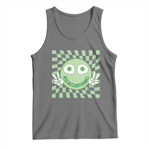 Funny Green Smile Face Eggs Bacon Breakfast St Patrick's Day Tank Top TS11 Black Heather Print Your Wear