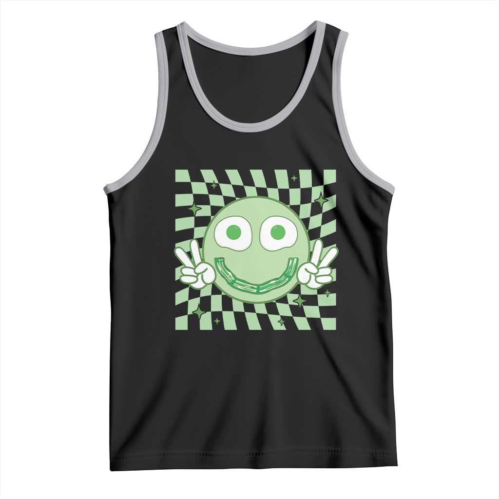 Funny Green Smile Face Eggs Bacon Breakfast St Patrick's Day Tank Top TS11 Black Athletic Heather Print Your Wear