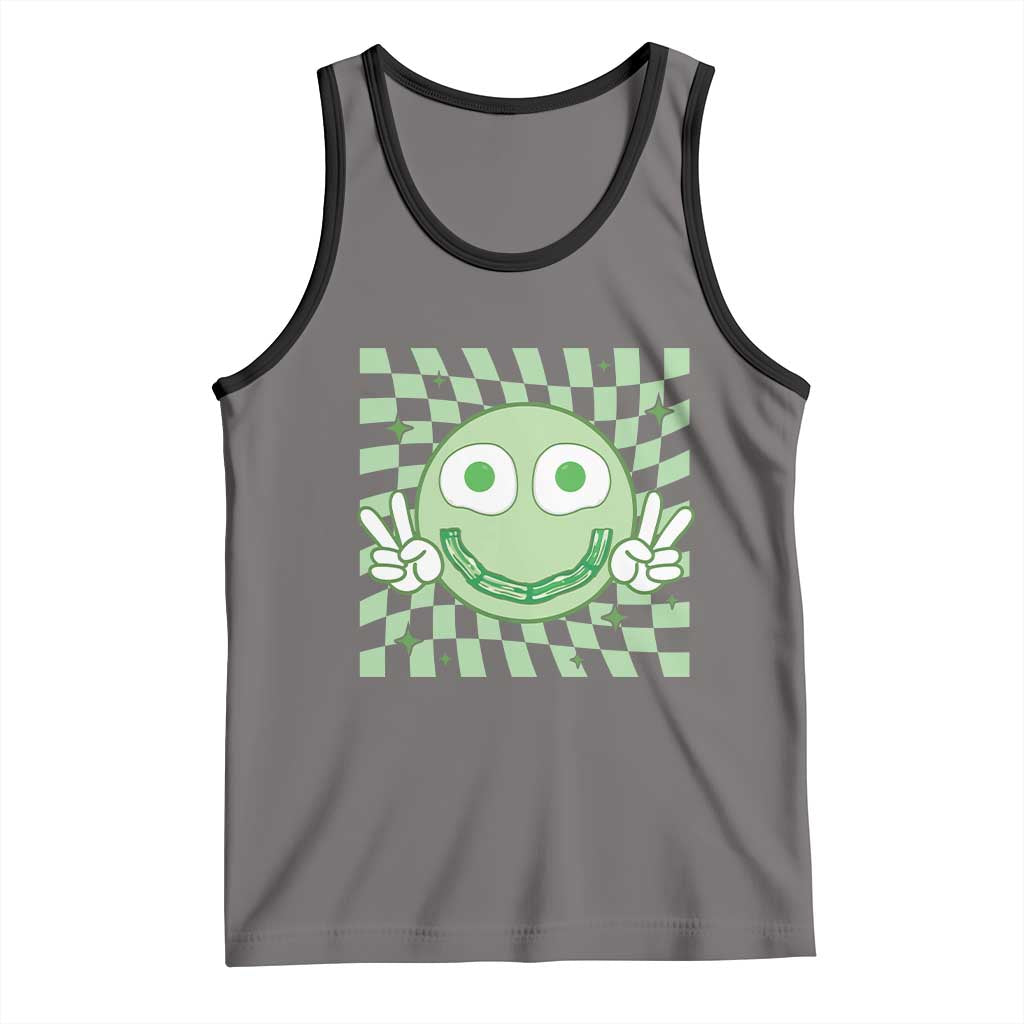 Funny Green Smile Face Eggs Bacon Breakfast St Patrick's Day Tank Top TS11 Deep Heather Black Print Your Wear