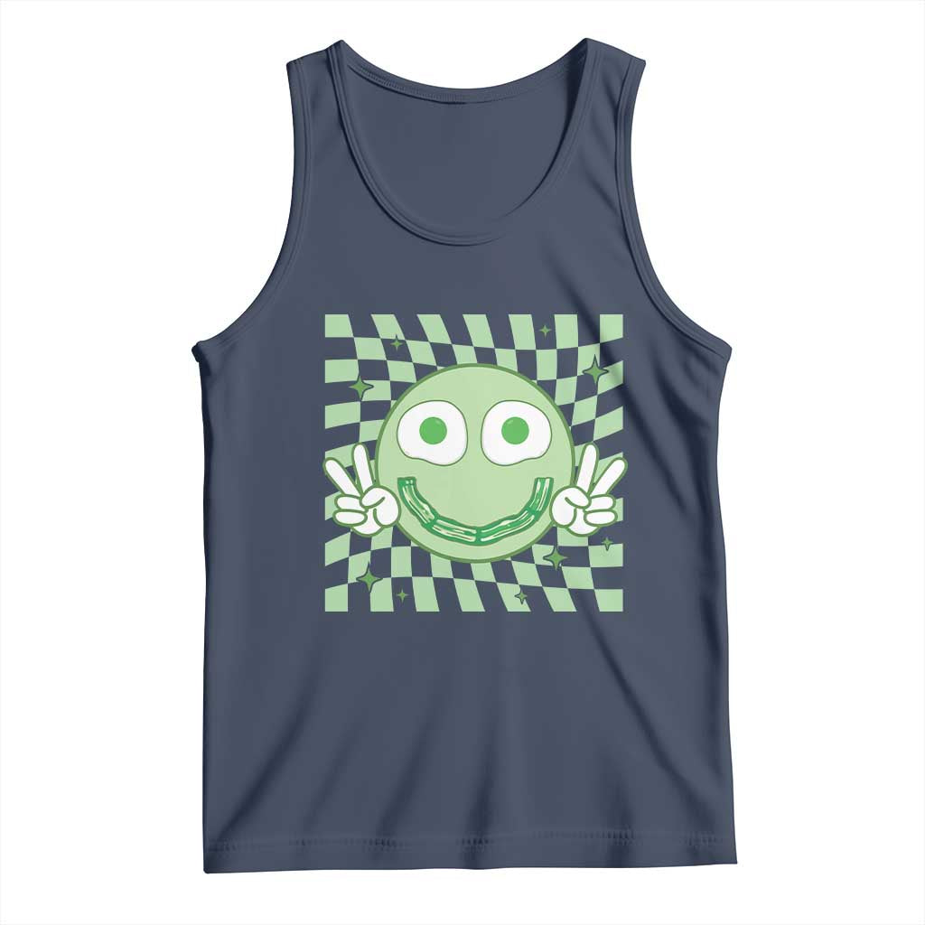 Funny Green Smile Face Eggs Bacon Breakfast St Patrick's Day Tank Top TS11 Navy Print Your Wear