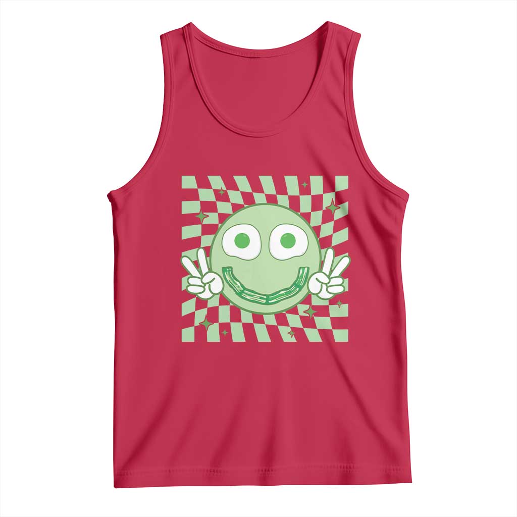 Funny Green Smile Face Eggs Bacon Breakfast St Patrick's Day Tank Top TS11 Red Print Your Wear