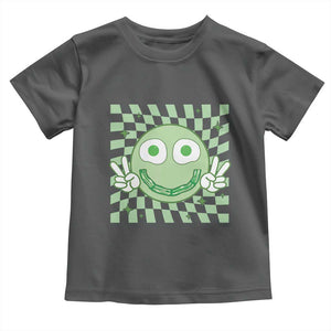 Funny Green Smile Face Eggs Bacon Breakfast St Patrick's Day Toddler T Shirt TS11 Dark Heather Print Your Wear