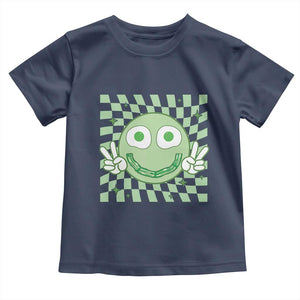 Funny Green Smile Face Eggs Bacon Breakfast St Patrick's Day Toddler T Shirt TS11 Navy Print Your Wear