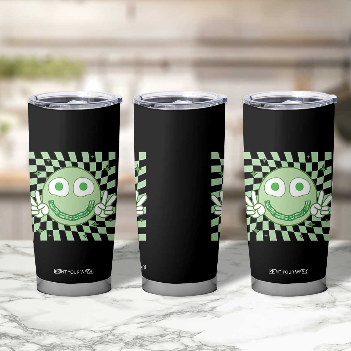 Funny Green Smile Face Eggs Bacon Breakfast St Patrick's Day Tumbler Cup TS11 Print Your Wear