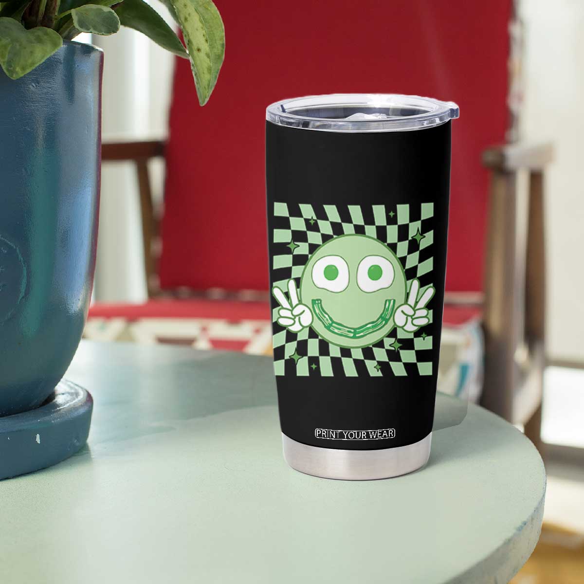 Funny Green Smile Face Eggs Bacon Breakfast St Patrick's Day Tumbler Cup TS11 Print Your Wear