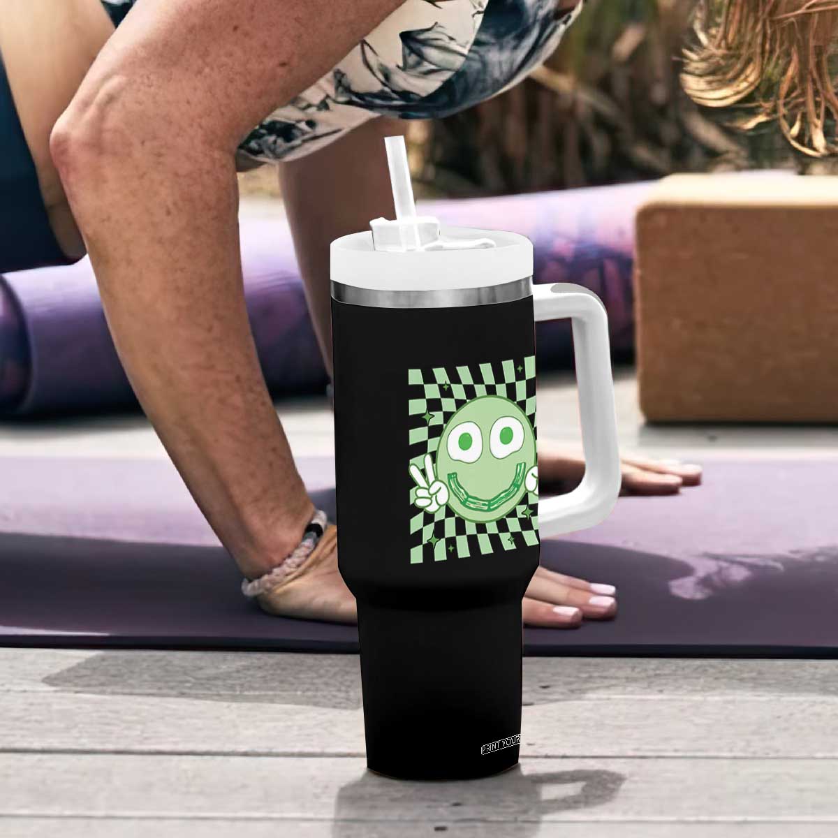 Funny Green Smile Face Eggs Bacon Breakfast St Patrick's Day Tumbler With Handle TS11 Print Your Wear
