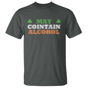 Funny May Contain Alcohol T Shirt Irish Beer Drinking St Patrick's Day Shamrock TS11 Dark Heather Print Your Wear