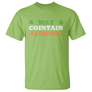 Funny May Contain Alcohol T Shirt Irish Beer Drinking St Patrick's Day Shamrock TS11 Lime Print Your Wear