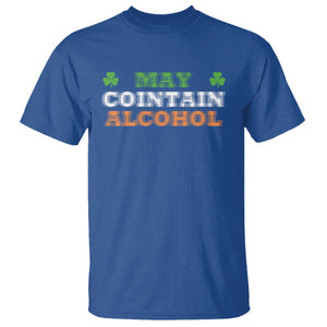 Funny May Contain Alcohol T Shirt Irish Beer Drinking St Patrick's Day Shamrock TS11 Royal Blue Print Your Wear