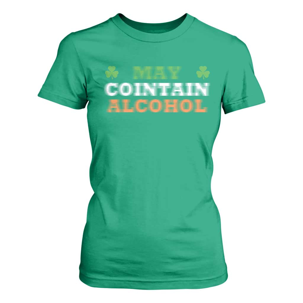 Funny May Contain Alcohol T Shirt For Women Irish Beer Drinking St Patrick's Day Shamrock TS11 Irish Green Print Your Wear