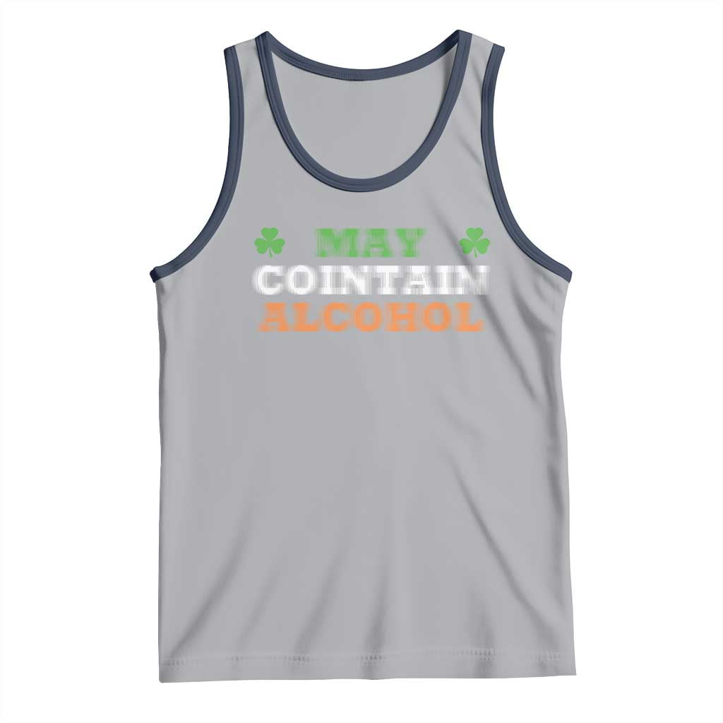 Funny May Contain Alcohol Tank Top Irish Beer Drinking St Patrick's Day Shamrock TS11 Athletic Heather Navy Print Your Wear