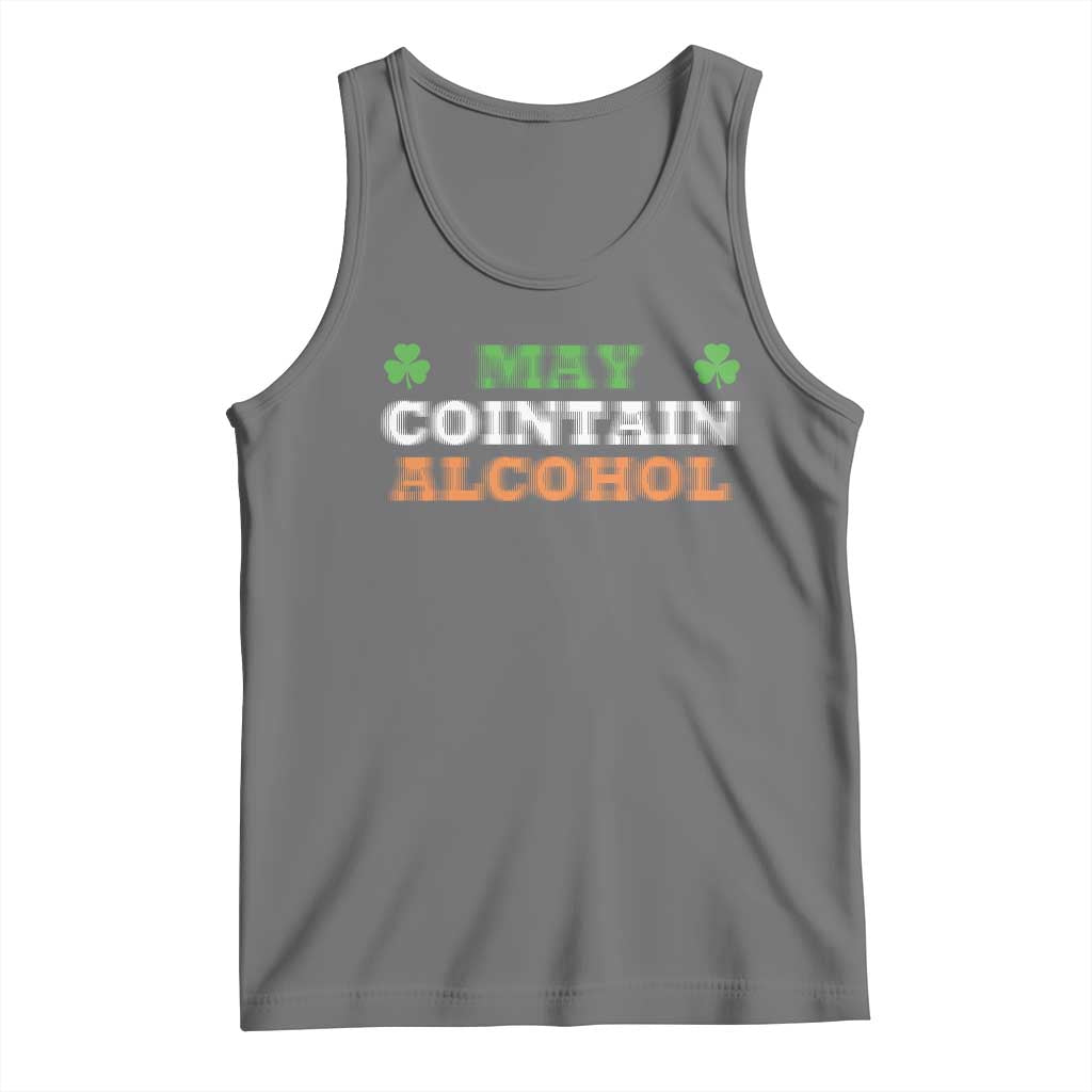 Funny May Contain Alcohol Tank Top Irish Beer Drinking St Patrick's Day Shamrock TS11 Black Heather Print Your Wear