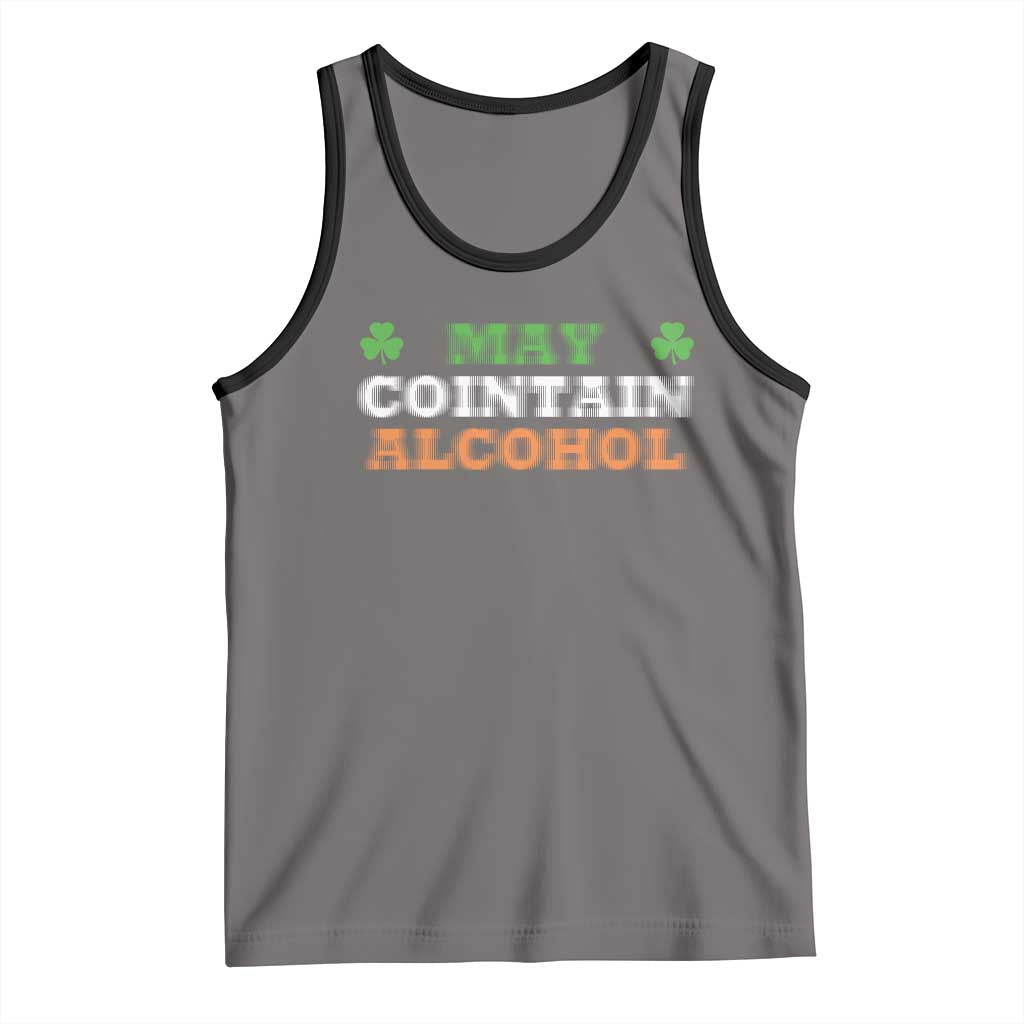 Funny May Contain Alcohol Tank Top Irish Beer Drinking St Patrick's Day Shamrock TS11 Deep Heather Black Print Your Wear