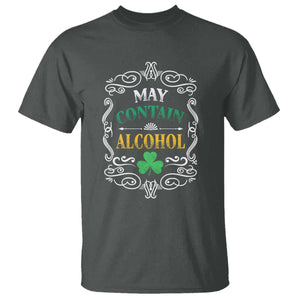 Funny May Contain Alcohol T Shirt Irish Beer Drinking St Patrick's Day TS11 Dark Heather Print Your Wear