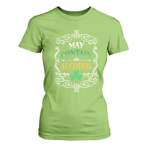 Funny May Contain Alcohol T Shirt For Women Irish Beer Drinking St Patrick's Day TS11 Lime Print Your Wear
