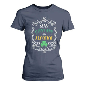 Funny May Contain Alcohol T Shirt For Women Irish Beer Drinking St Patrick's Day TS11 Navy Print Your Wear