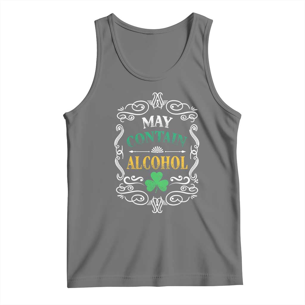 Funny May Contain Alcohol Tank Top Irish Beer Drinking St Patrick's Day TS11 Black Heather Print Your Wear